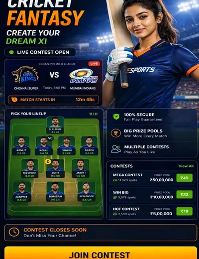 Come (Come Com) fantasy cricket & matchday visual 3